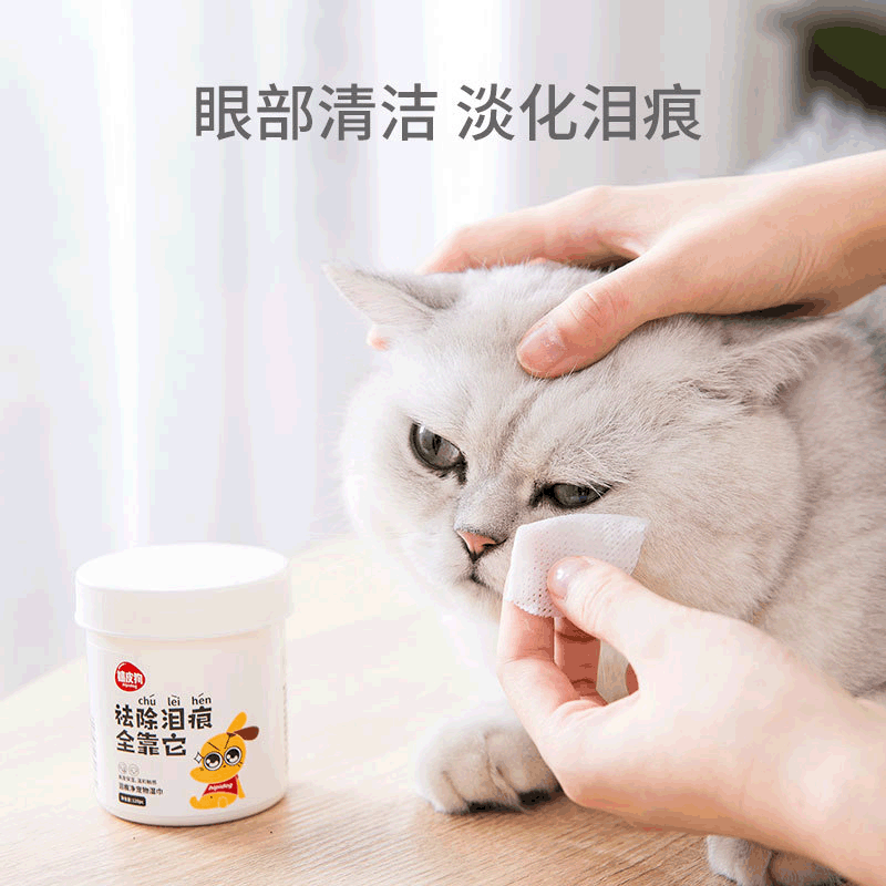 英短狗狗猫咪湿巾嬉皮狗宠物去泪痕湿巾120片便携装