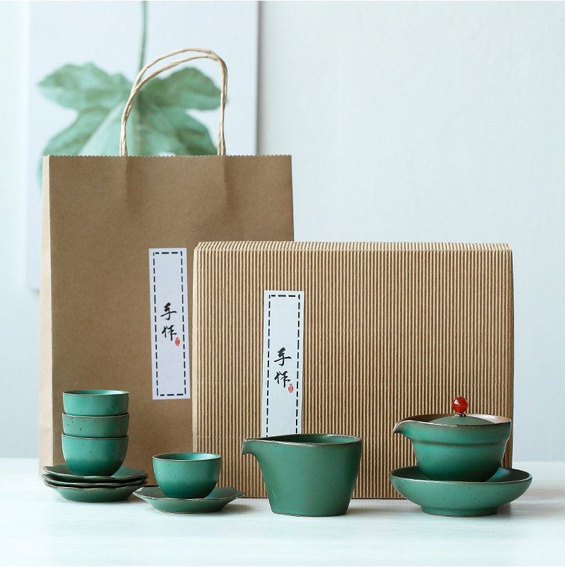 套装日式陶瓷功夫茶具整套茶具手工盖碗茶杯粗陶 复古礼品